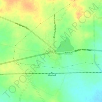 Mappa topografica Marikal, altitudine, rilievo