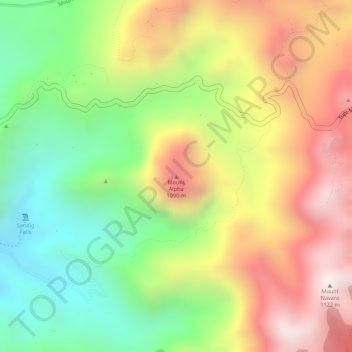 Mappa topografica Mount Alpha, altitudine, rilievo