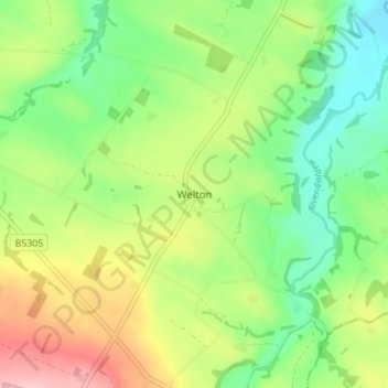 Mappa topografica Welton, altitudine, rilievo