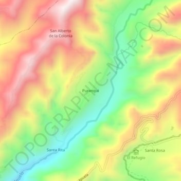 Mappa topografica Puranqui, altitudine, rilievo