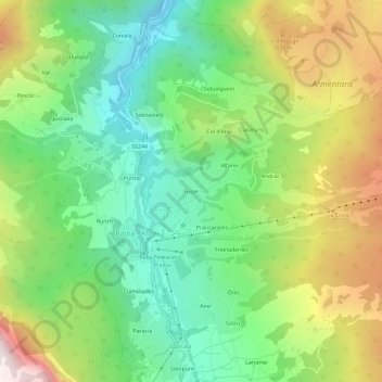 Mappa topografica Fussé, altitudine, rilievo