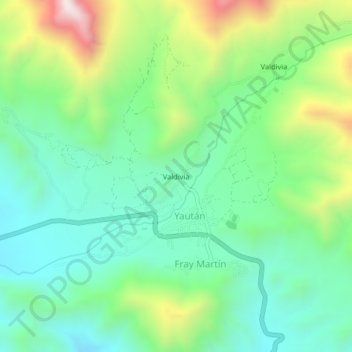 Mappa topografica Valdivia, altitudine, rilievo