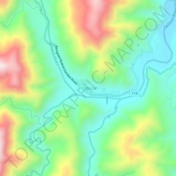 Mappa topografica Pingkian, altitudine, rilievo