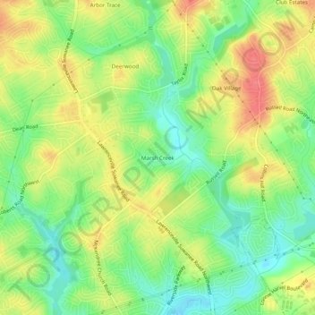 Mappa topografica Marsh Creek, altitudine, rilievo