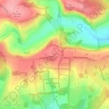 Mappa topografica Little Down, altitudine, rilievo