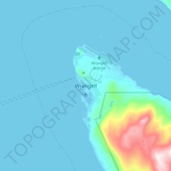 Mappa topografica Wrangell, altitudine, rilievo