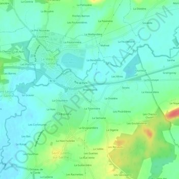Mappa topografica Beauregard, altitudine, rilievo
