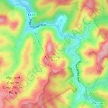 Mappa topografica Battleship Rock, altitudine, rilievo