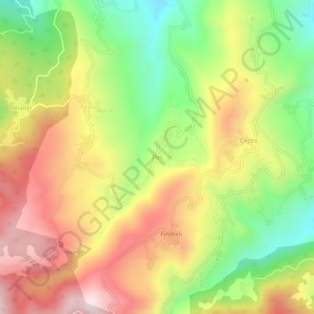 Mappa topografica Piri, altitudine, rilievo
