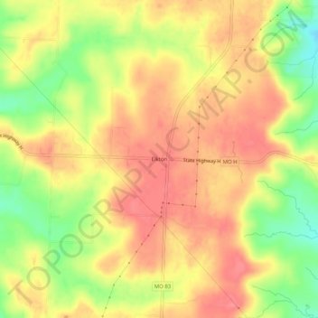 Mappa topografica Elkton, altitudine, rilievo