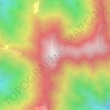 Mappa topografica Nag Tibba, altitudine, rilievo