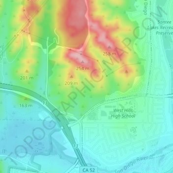 Mappa topografica The Carousel, altitudine, rilievo