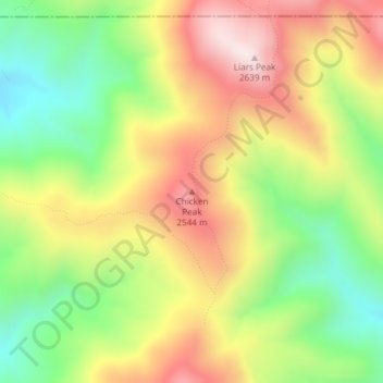 Mappa topografica Chicken Peak, altitudine, rilievo