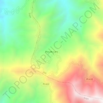 Mappa topografica Pico de Loro, altitudine, rilievo