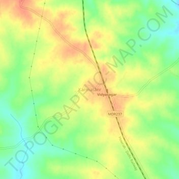 Mappa topografica Karmatanr, altitudine, rilievo
