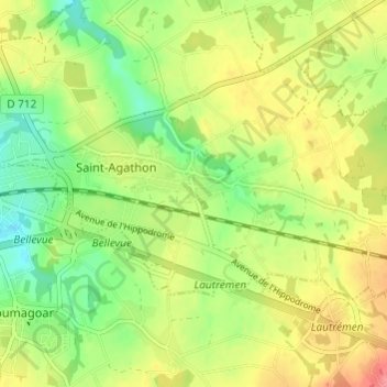 Mappa topografica Hent Meur, altitudine, rilievo