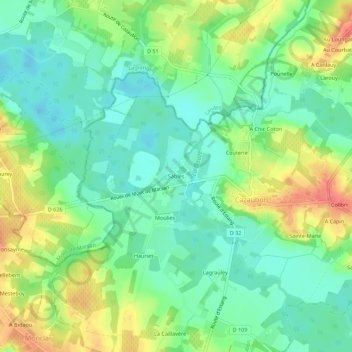 Mappa topografica Sables, altitudine, rilievo
