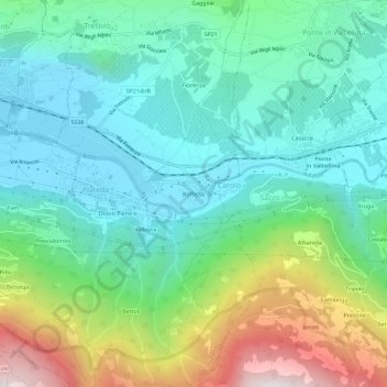 Mappa topografica Boffetto, altitudine, rilievo