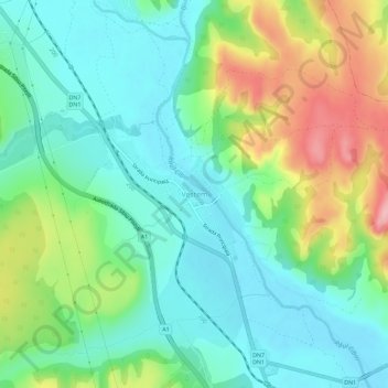 Mappa topografica Veștem, altitudine, rilievo