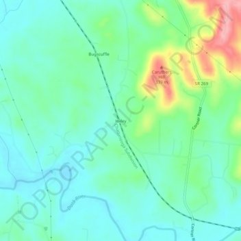 Mappa topografica Haley, altitudine, rilievo
