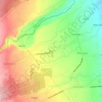 Mappa topografica Ecal, altitudine, rilievo