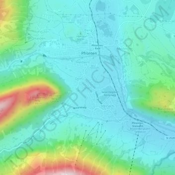 Mappa topografica Ösch, altitudine, rilievo