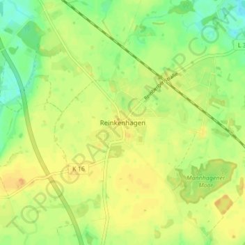 Mappa topografica Reinkenhagen, altitudine, rilievo