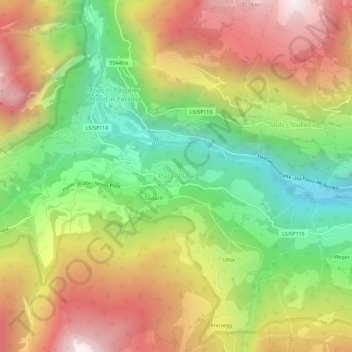 Mappa topografica Platt, altitudine, rilievo