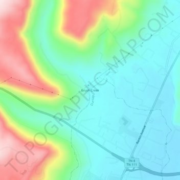 Mappa topografica Brush Creek, altitudine, rilievo