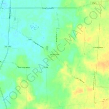 Mappa topografica Lewistown, altitudine, rilievo