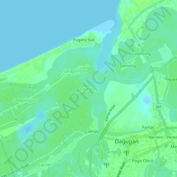 Mappa topografica Lomboy, altitudine, rilievo