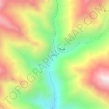 Mappa topografica Yaldor, altitudine, rilievo