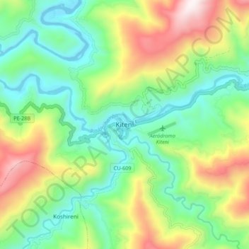 Mappa topografica Kiteni, altitudine, rilievo