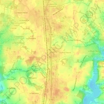 Mappa topografica La Gîte, altitudine, rilievo