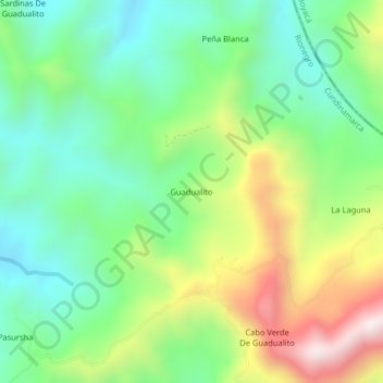Mappa topografica Guadualito, altitudine, rilievo