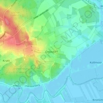 Mappa topografica Oelixdorf, altitudine, rilievo