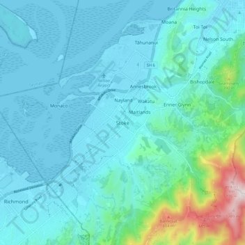 Mappa topografica Stoke, altitudine, rilievo