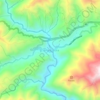 Mappa topografica Coello Cocora, altitudine, rilievo