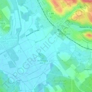 Mappa topografica Hard, altitudine, rilievo