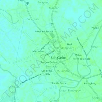 Mappa topografica Lucban, altitudine, rilievo