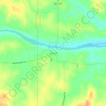 Mappa topografica Castell, altitudine, rilievo
