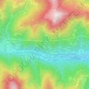 Mappa topografica Borgata Chiaronto, altitudine, rilievo