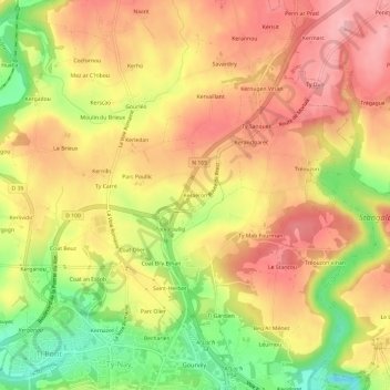 Mappa topografica Keraéron, altitudine, rilievo