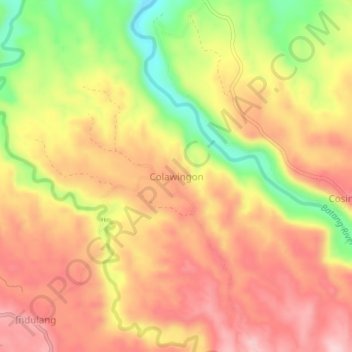 Mappa topografica Colawingon, altitudine, rilievo