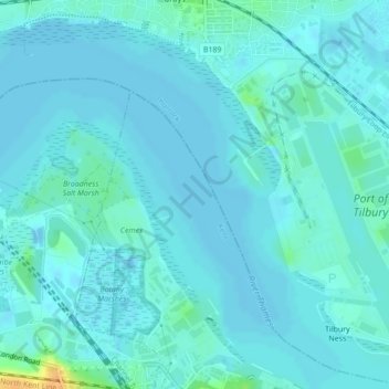 Mappa topografica Northfleet Hope, altitudine, rilievo