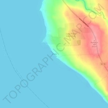 Mappa topografica Willets, altitudine, rilievo