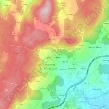Mappa topografica Guldrís, altitudine, rilievo
