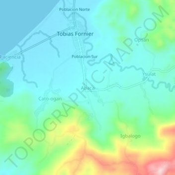Mappa topografica Abaca, altitudine, rilievo