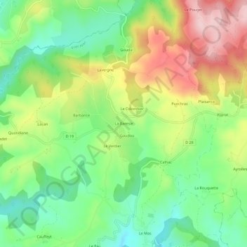 Mappa topografica La Baresie, altitudine, rilievo