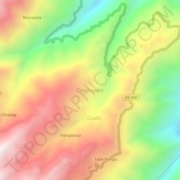 Mappa topografica Ccochapata, altitudine, rilievo